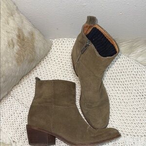 Madewell Olive Suede Ankle Booties